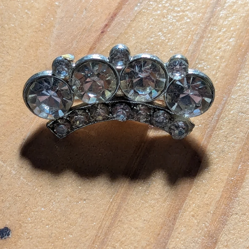 Vintage Rhinestone Brooch Pin Crown Shape Regency Royal Bridgerton 1